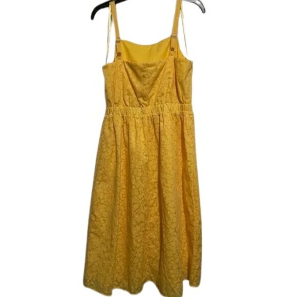 Loft yellow floral print midi pull-on dress size US M - Picture 3 of 8